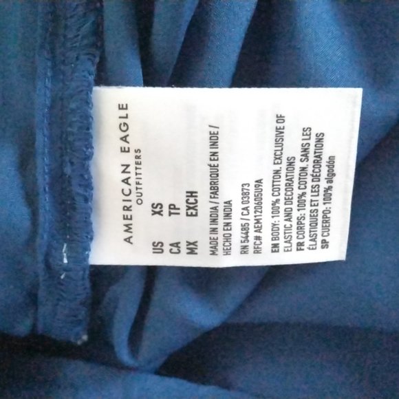 American Eagle Striped Puff Sleeve Embroidered Mini Dress - Picture 7 of 8